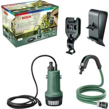 Bosch Submersible Water Pump GardenPump 18 Extension Kit (with wall and tank attachments and 2.5 m garden hose, in carton packaging)