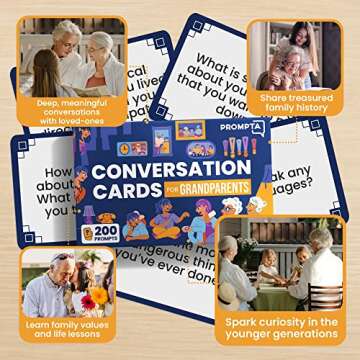 200 Conversation Starters for Grandparents – Thoughtful Grandparents Gifts – Family Games for Kids and Elders to Connect and Share – Best Get to Know You Elderly Gifts and Senior Gifts Question Cards