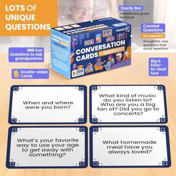 200 Conversation Starters for Grandparents – Thoughtful Grandparents Gifts – Family Games for Kids and Elders to Connect and Share – Best Get to Know You Elderly Gifts and Senior Gifts Question Cards