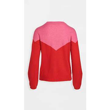 Velvet by Graham & Spencer Women's Mika Cashmere Classics Colorblock Sweater, RED, S