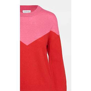 Velvet by Graham & Spencer Women's Mika Cashmere Classics Colorblock Sweater, RED, S