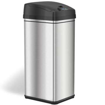 iTouchless 13 Gallon Kitchen Trash Can with Lid and Odor Filter, Motion Sensor Stainless Steel Rectangular Trashcan for Home Office Work Bedroom Living Room Garage Large Capacity Slim Wastebasket