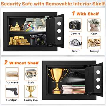 1.0 cu ft Personal Fireproof Safe Box with Fireproof Money Bag, Security Combination Safe with Silent Mode Keypad and Spare Keys, Digital Safe Box for Firearm Cash Jewelry Medicine Documents