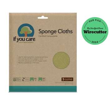 If You Care Sponge Cloths – 5 Count – 100% Natural Cleaning Rags for Kitchen, Bathroom, Home Countertop Surfaces – Absorbent, Reusable, Machine Washable, Compostable