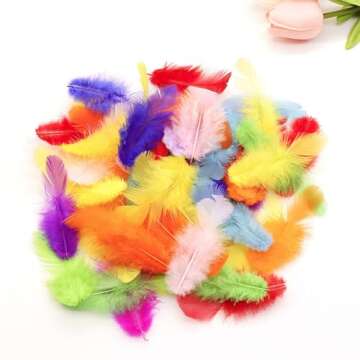 800Pcs Colorful Craft Rooster Feathers 3-5-inch Bulk Feathers for Crafting Kindergarten DIY Crafts, Wedding, Family Party Decorations, Dream Catcher Supplies, Natural Feathers