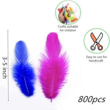 800Pcs Colorful Craft Rooster Feathers 3-5-inch Bulk Feathers for Crafting Kindergarten DIY Crafts, Wedding, Family Party Decorations, Dream Catcher Supplies, Natural Feathers