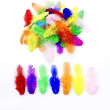 800Pcs Colorful Craft Rooster Feathers 3-5-inch Bulk Feathers for Crafting Kindergarten DIY Crafts, Wedding, Family Party Decorations, Dream Catcher Supplies, Natural Feathers