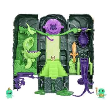 Treasure X Lost Lands Skull Island Swamp Tower Micro Playset, 15 Levels of Adventure. Survive The Traps and Discover 2 Micro Sized Action Figures. Will You Find Real Gold Dipped Treasure?