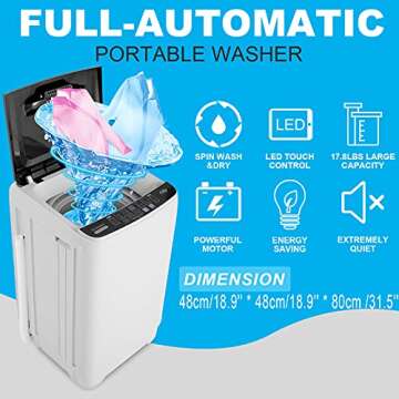 17.8Lbs Portable Washing Machine Nictemaw Portable Washer, 2.3 Cu.ft Washer and Dryer Combo with Drain Pump, 10 Programs 8 Water Level Compact Laundry Washer for Home, Apartment, RV, Dorms