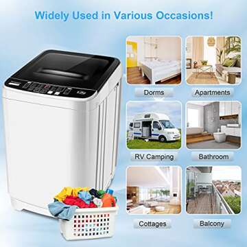 17.8Lbs Portable Washing Machine Nictemaw Portable Washer, 2.3 Cu.ft Washer and Dryer Combo with Drain Pump, 10 Programs 8 Water Level Compact Laundry Washer for Home, Apartment, RV, Dorms