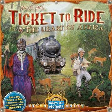 Ticket to Ride The Heart of Africa Board Game EXPANSION - Train Route Strategy Game, Fun Family Game for Kids & Adults, Ages 8+, 2-5 Players, 30-60 Minute Playtime, Made by Days of Wonder