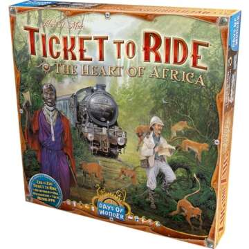 Ticket to Ride The Heart of Africa Board Game EXPANSION - Train Route Strategy Game, Fun Family Game for Kids & Adults, Ages 8+, 2-5 Players, 30-60 Minute Playtime, Made by Days of Wonder