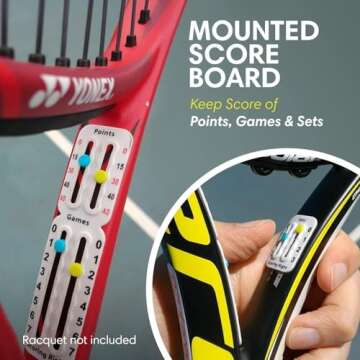 Scoring Right Portable Tennis Racket and Padel Scorekeeper, Easily Mounted Small Score Board to Keep Score of Points, Games, and Sets, ITF Conforming and Lightweight Mini Score Keeper, 1.9g, White