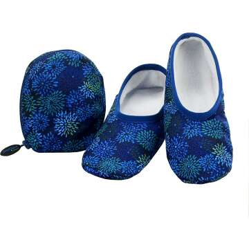 Snoozies Slinnies: Non-Slip Foldable Slipper Socks with Travel Pouch