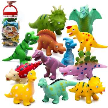 No Hole Baby Dinosaur Bath Toys - 12 PCS Mold Free Fun for Toddlers