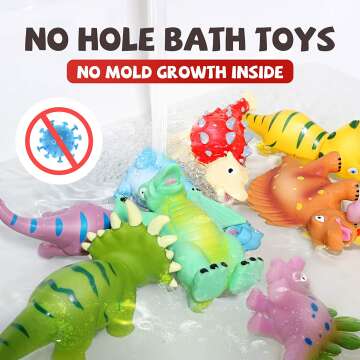 Mold-Free Dinosaur Bath Toys for Toddlers - 12 PCS