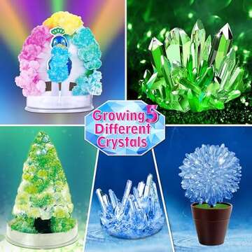 UNGLINGA Crystal Growing Experiment Science Kits for Kids, S.T.E.M Projects Learning Educational Toys Gifts Idea for Boys Girls, Grow 5 Vibrant Crystals Making Kit