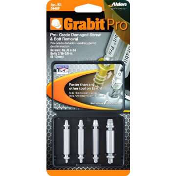 Alden 8440P Pro Grabit Broken Bolt and Damaged Screw Extractor 4 Piece Kit - Made in The USA