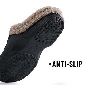 Beslip Classic Fur Lined Clogs Waterproof Winter Fuzzy Slippers for Women Men Indoor and Outdoor Indoor and Outdoor, Black and Khaki Women Size 6-7