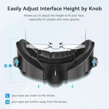 AMVR Upgraded Comfort Face Cover Pad Facial Interface Compatible with Meta/Oculus Quest 3 Accessories, with Knob Adjustable, with PU Face Cushion and Breathable Ice Silk Cotton