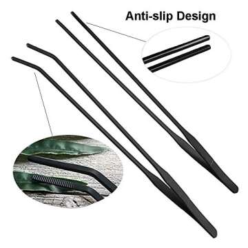 INITIAL LEAF Aquarium Long Tweezers 15 inch Reptile Fish Feeding Tongs Stainless Steel Straight Curved Tweezer Long Handled Gardening Bonsai Tool Tank Aquatic Plant Saltwater Kit