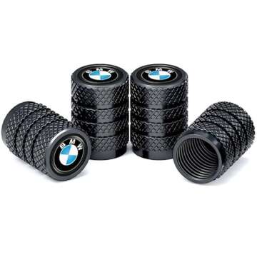 Black Car Tire Valve Caps, Auto Valve Stem Caps Compatible with BMW X1 X3 X7 X5 X6 1 3 5 6 Series Z4 7 M Series, 4PCS Leak-Proof Dust Caps for Car Tyres