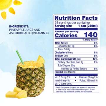 Dole 100% Pineapple Juice, 100% Fruit Juice with Added Vitamin C, 8.4 Fl Oz Cans (Pack of 48)