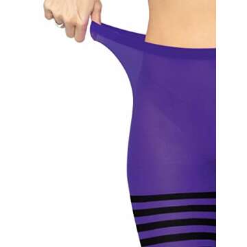 Leg Avenue Women's Nylon Striped Tights, Black/Purple, One Size