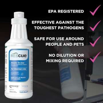 REScue One Step Ready-to-Use Disinfectant Cleaner & Deodorizer for Veterinary Use, Animal Shelters, Pet Foster Homes, Kennels, Litter Box – 32 Ounce (Spray Nozzle NOT Included)