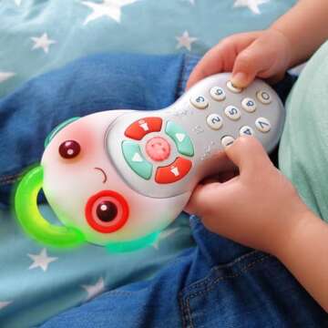 B. toys - Baby Musical TV Remote Control with Learning Numbers & Songs - Interactive Sensory Toy with Light-Up Buttons - Educational Baby Toys for Development, 6 Months & Up