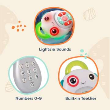 B. toys - Baby Musical TV Remote Control with Learning Numbers & Songs - Interactive Sensory Toy with Light-Up Buttons - Educational Baby Toys for Development, 6 Months & Up