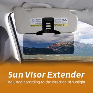 Woqucute Sun Visor Extender for Car, Upgraded UV400 Polarized Car Visor Extension Sun Blocker, Anti-Glare Car Sun Visor for Safe Driving