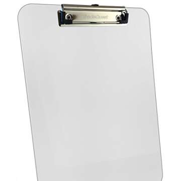 Trade Quest Plastic Clipboard Transparent Color Letter Size Low Profile Clip (Pack of 6) (Clear)