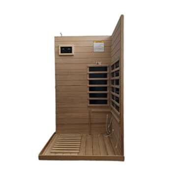 Dolonm Mini Sauna Infrared for Home, 1 Person Indoor Sauna, Left Side, Canadian Hemlock, Low EMF Temperature Adjustment, Built-in Carbon Crystal Heating Plate, Control Panel, Glass Door, 1050W/120V