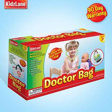 Kidzlane Doctor Kit for Toddlers 3-5 - Kids Doctors Play Set with 7 Piece Pretend Play Toys - Medical Bag with Electronic Stethoscope and Accessories - Fun Toddler Doctor Play Set for Boys and Girls