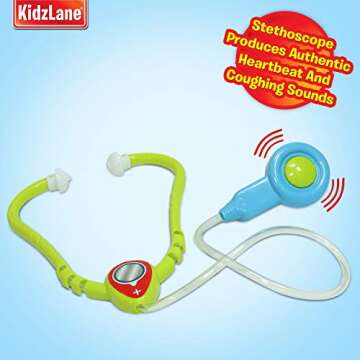 Kidzlane Doctor Kit for Toddlers 3-5 - Kids Doctors Play Set with 7 Piece Pretend Play Toys - Medical Bag with Electronic Stethoscope and Accessories - Fun Toddler Doctor Play Set for Boys and Girls