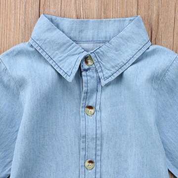 BiggerStore Fashion Kids Toddler Baby Girl Half/Long Sleeve Denim Tunic Jean Shirt Dress with Belt for Girl 1-5T (Blue, 2-3 Years)