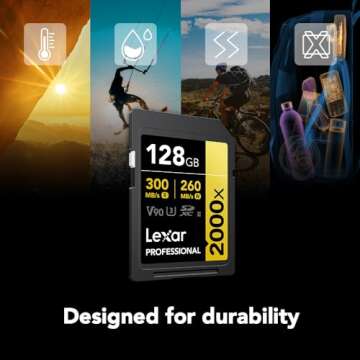 Lexar 128GB Professional 2000x SDXC Memory Card, UHS-II, C10, U3, V90, Full-HD & 8K Video, Up To 300MB/s Read, for DSLR, Cinema-Quality Video Cameras (LSD2000128G-BNNNU)