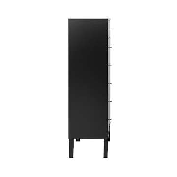 Prepac Milo Mid-Century Modern 6 Drawer Dresser, Tall and Narrow Chest of Drawers, Retro Bedroom Furniture, Lingerie Dresser, 16" D x 25" W x 56.25" H, Black, BDBH-1410-1