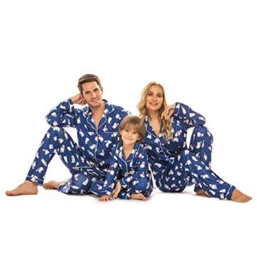 Ekouaer Christmas Family Matching Pajamas Long Sleeve Button Down Pj Set Festival Party Sleepwear,Blue Polar Bear,Men,S