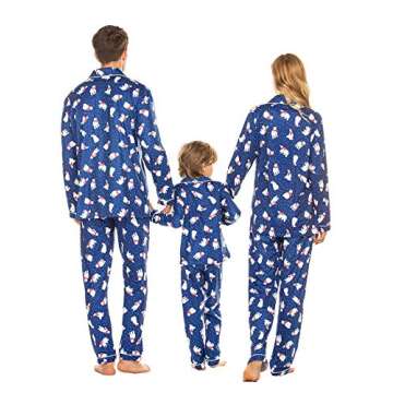 Ekouaer Christmas Family Matching Pajamas Long Sleeve Button Down Pj Set Festival Party Sleepwear,Blue Polar Bear,Men,S