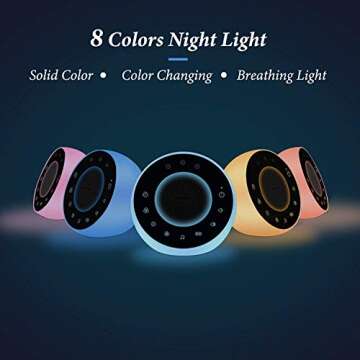 Housbay Glows White Noise Sound Machine, 31 Soothing Sounds, Colored NightLight for Kids & Baby, Small Travel Sleep Machine & Noise Canceling for Sleeping, Relaxation