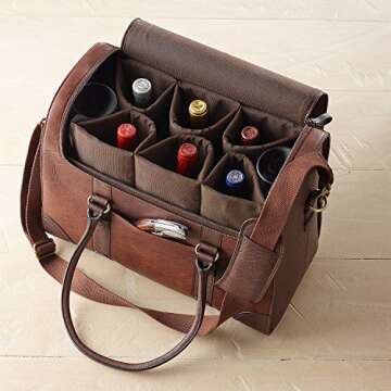 6-Bottle Leather BYO Weekender Wine Bag