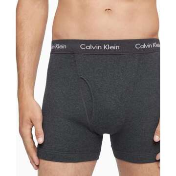 Calvin Klein Men's Cotton Classics 5-pack Boxer Brief, 2 Blue Shadow Body W/Blue Shadow Waistband, 2 Charcoal Heather Body W/Charcoal Heather Waistband, 1 Black Body W/Black Waistband, Small