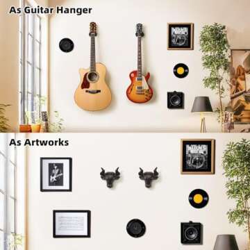 Adowes Guitar Wall Mount 3 Pack, Guitar Hanger Wall Mount Cast Iron, Guitar Holder for Wall, Guitar Accessories for Acoustic, Electric Guitar, Bass, Ukulele, Guitar Stand Wall, Men's Christmas Gifts