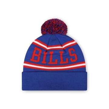 FOCO Buffalo Bills NFL Logo Stripe Pom Beanie Hat, Team Color