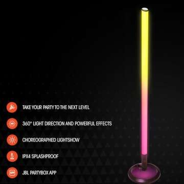 JBL PARTYLIGHT STICK - Bluetooth party light stick, Take your party to the next level with a choreographed lightshow, IPX4 splashproof, Enjoy a more immersive lightshow with multiple PartyLight Sticks