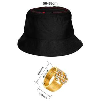 SATINIOR 5 PCS Hip Hop Costume Kit 80s/90s Cool Rapper Accessories Outfits Bucket Hat Sunglasses Gold Plated Dollar Sign Chain Ring Earring(Black)