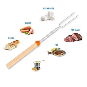 8Pack Marshmallow Roasting Sticks Extendable 32inch Long Metal Barbecue Skewers For Grilling Set,Telescoping Smores BBQ Forks, Fire Pit Sticks for Hot Dogs,Camping,Bonfire