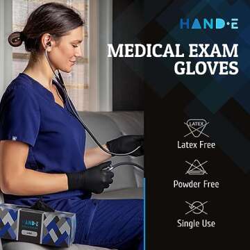 Black Nitrile Medical Gloves Disposable - Latex Free, Extra Thick 5 Mil Surgical Medical Exam Gloves, Powder Free